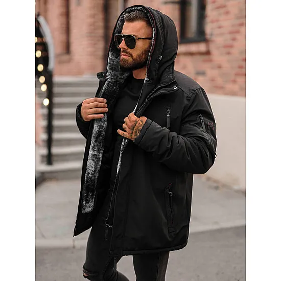 Vīriešu melna ziemas jaka Max JS/5M3221/392