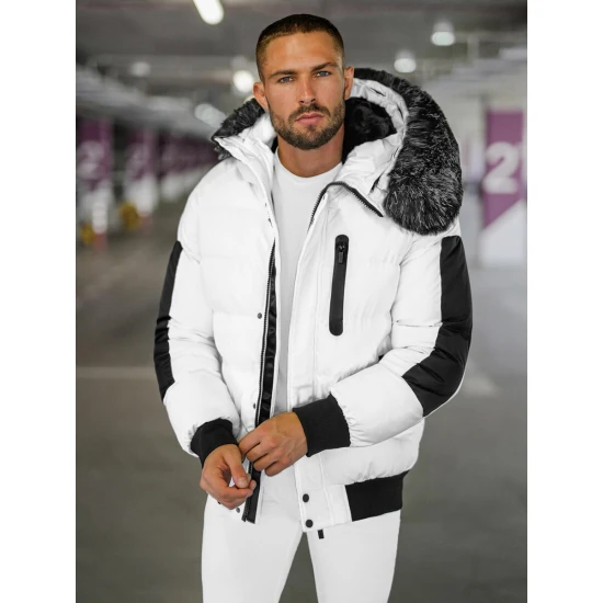 Vīriešu ziemas balta jaka Vitor O/M798Z
