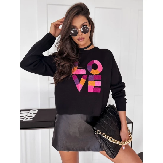 Sieviešu melns oversize džemperis Love MY1982