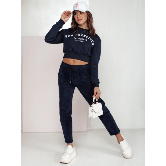 Sieviešu samta ikdienas bikses tumši zilā krāsā Velvi UY2288