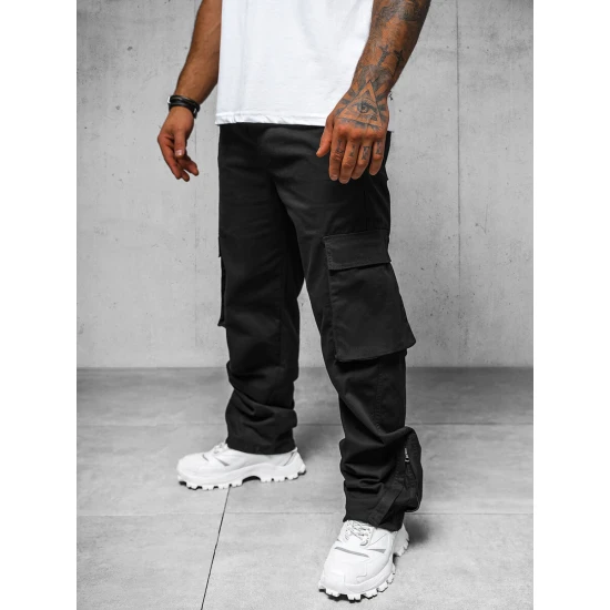 Vīriešu platās vīriešu bikses ar melnām biksēm Deril O/G3016Z