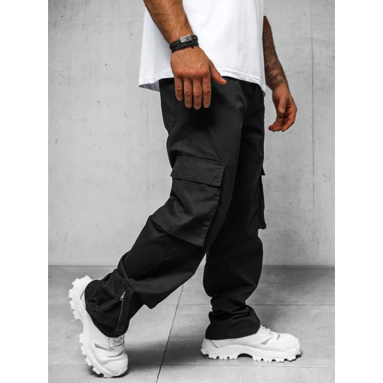 Vīriešu platās vīriešu bikses ar melnām biksēm Deril O/G3016Z