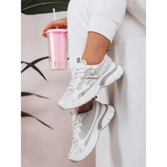 Sieviešu balti ar sudraba detaļām ikdienas apavi Dinamic ZY0595