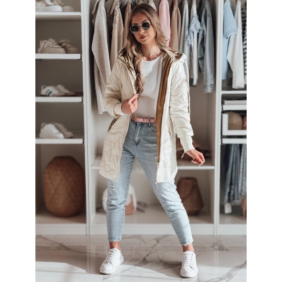 Balta stepēta jaka sievietēm Livi TY4808