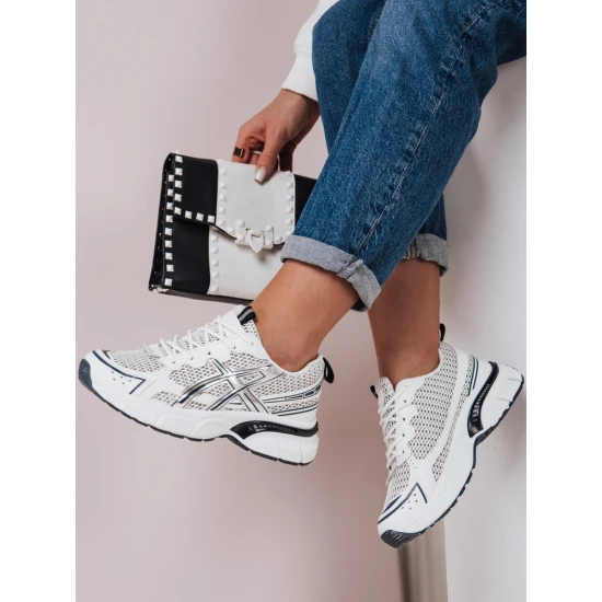 Sieviešu balti ar tumši zilām detaļām ikdienas apavi Dinamic ZY0619