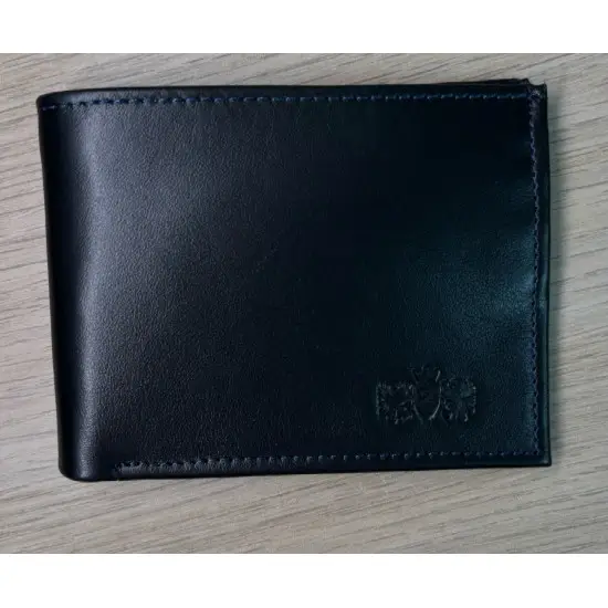 Vīriešu dabīgās ādas maks Damian (melns ar zilu) N054-W blue Premium