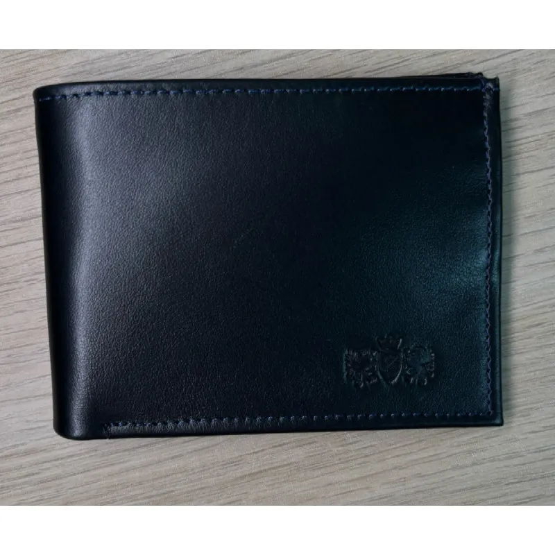 Vīriešu dabīgās ādas maks Damian (melns ar zilu) N054-W blue Premium