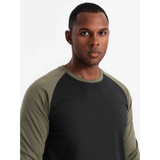 Vīriešu melns/haki krekls ar garām piedurknēm Artur V3 OM-LSCL-0105