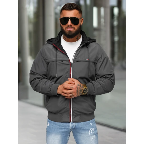 Tumši pelēka jaka ar kapuci Kemir JS/16M9207/92