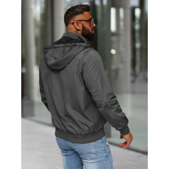Tumši pelēka jaka ar kapuci Kemir JS/16M9207/92