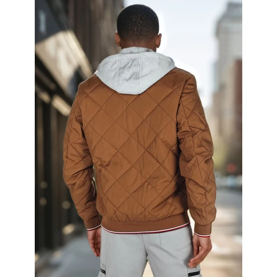 Vīriešu brūna jaka ar kapuci Stefun TX5011