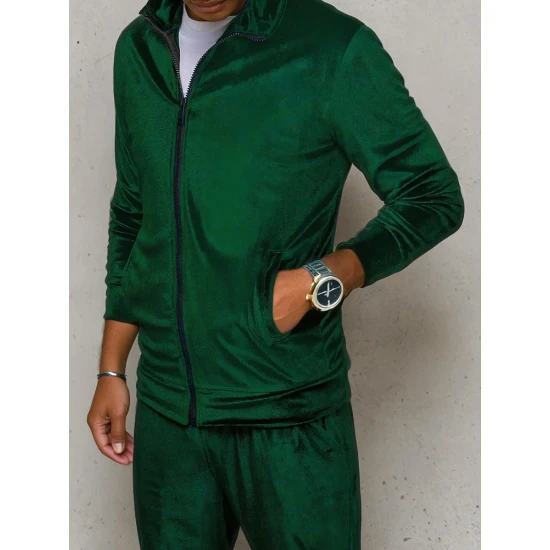 Vīriešu zaļš velūra džemperis Onil BX5536