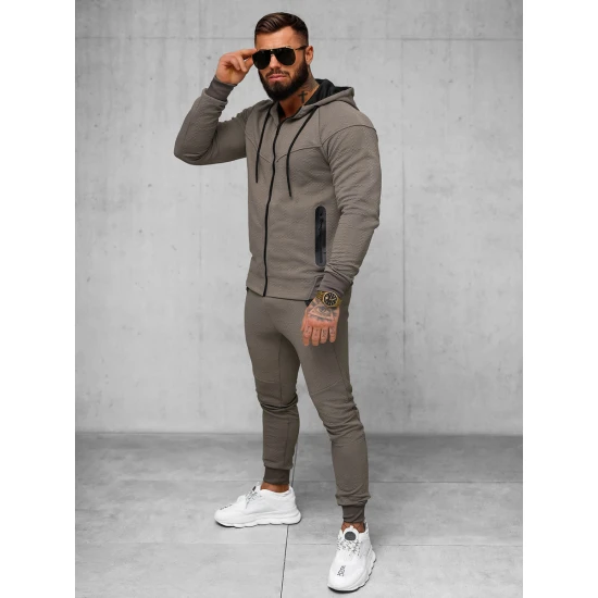 Vīriešu brūns treniņtērps ar kapuci Adam O/FF3705AB