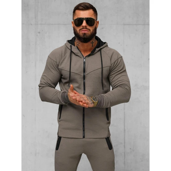 Vīriešu brūns treniņtērps ar kapuci Adam O/FF3705AB