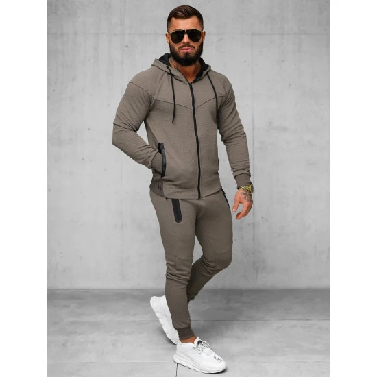 Vīriešu brūns treniņtērps ar kapuci Adam O/FF3705AB