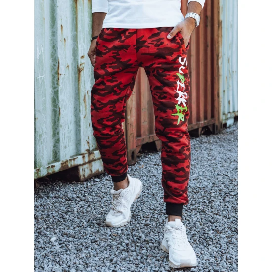 Vīriešu sarkanas kamuflāžas ikdienas bikses Superker UX4443