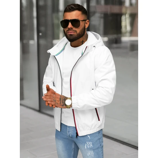 Vīriešu balta jaka ar kapuci Pyter JS/31M5069/281