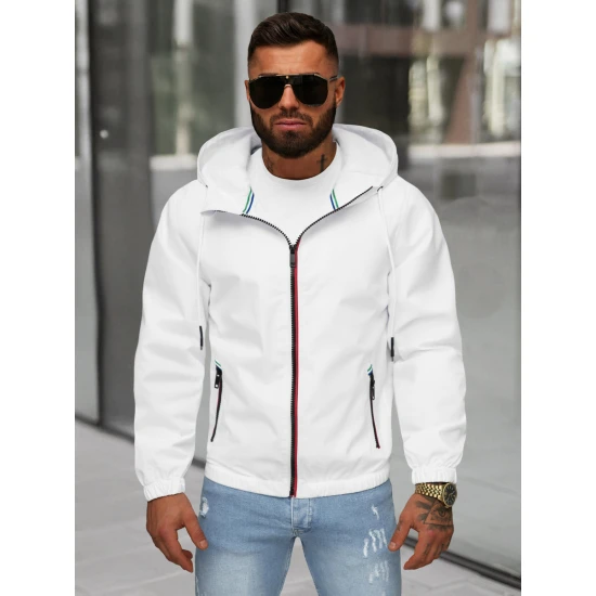Vīriešu balta jaka ar kapuci Pyter JS/31M5069/281