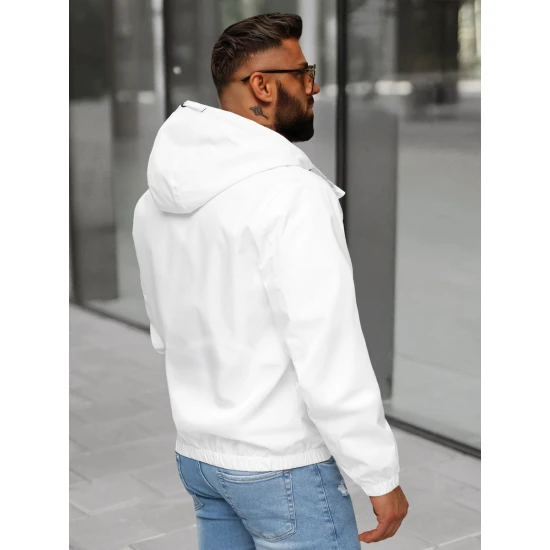 Vīriešu balta jaka ar kapuci Pyter JS/31M5069/281