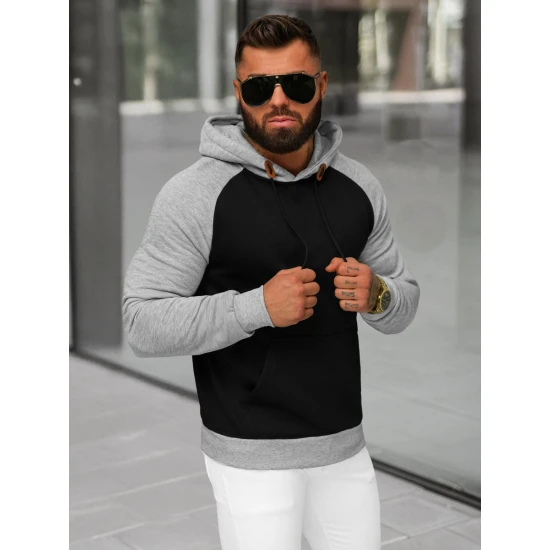 Vīriešu melns džemperis ar kapuci Aiden JS/8B157/3B
