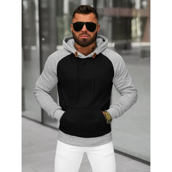 Vīriešu melns džemperis ar kapuci Aiden JS/8B157/3B