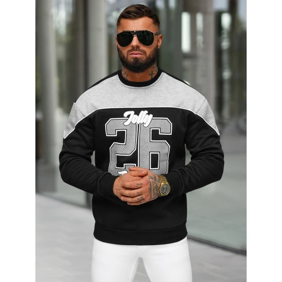 Vīriešu melns džemperis Jolly O/RR250005