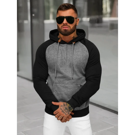 Vīriešu tumši pelēks džemperis ar kapuci Aiden JS/8B157/5