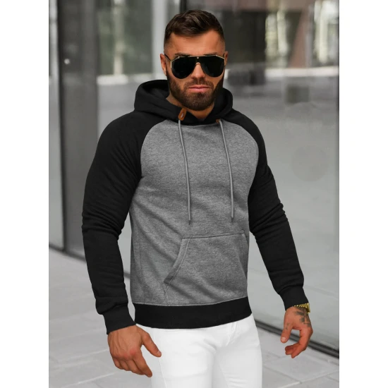Vīriešu tumši pelēks džemperis ar kapuci Aiden JS/8B157/5