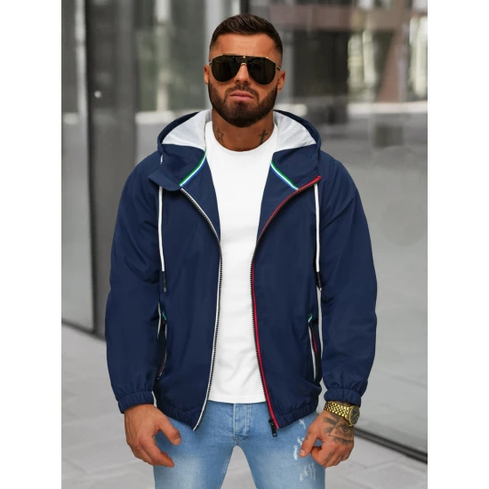 Vīriešu tumši zila jaka ar kapuci Pyter JS/31M5069/215