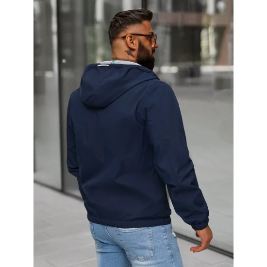 Vīriešu tumši zila jaka ar kapuci Pyter JS/31M5069/215
