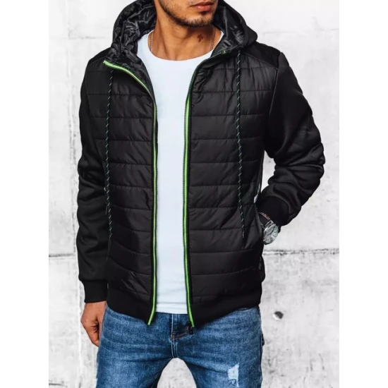 Vīriešu melna jaka ar kapuci Bastin TX4394