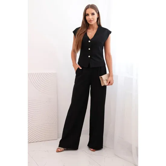 Women's black set with vest and wide trousers Anda 32001