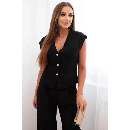 Women's black set with vest and wide trousers Anda 32001