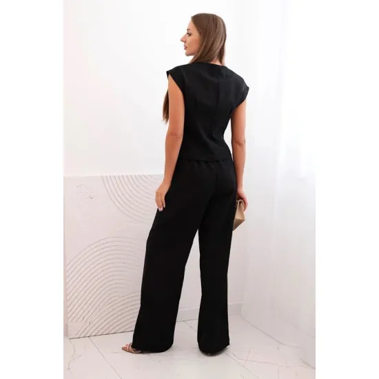 Women's black set with vest and wide trousers Anda 32001