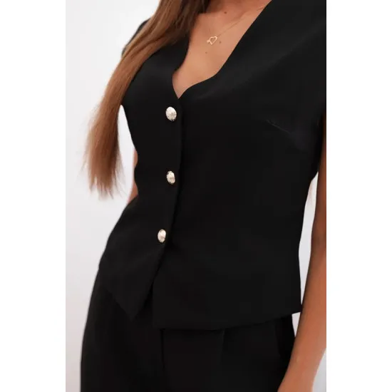 Women's black set with vest and wide trousers Anda 32001