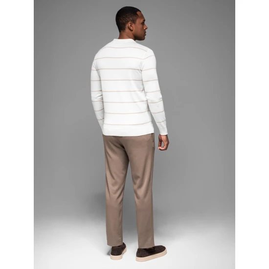 Vīriešu polo krekliņš ar garām piedurknēm balts Don V4 OM-POLS-0146