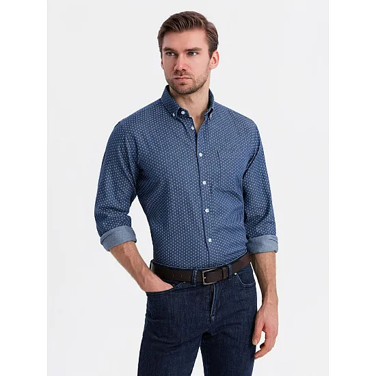 Vīriešu tumši zils krekls Aiden V2 OM-SHDS-0179