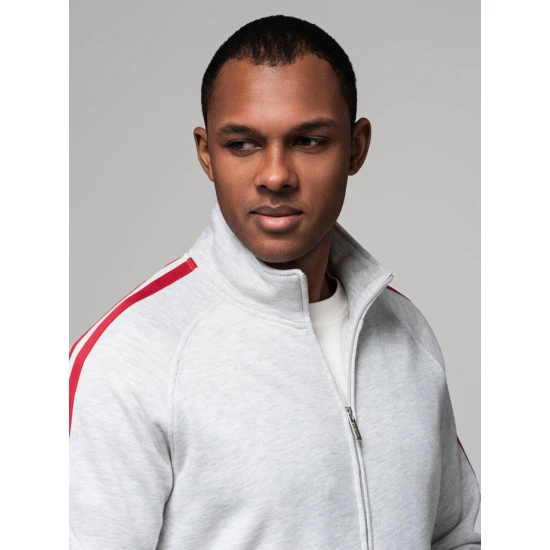 Vīriešu pelēks džemperis ar augstu apkakli Olin V1 OM-SSZP-0219