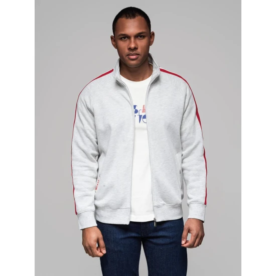 Vīriešu pelēks džemperis ar augstu apkakli Olin V1 OM-SSZP-0219