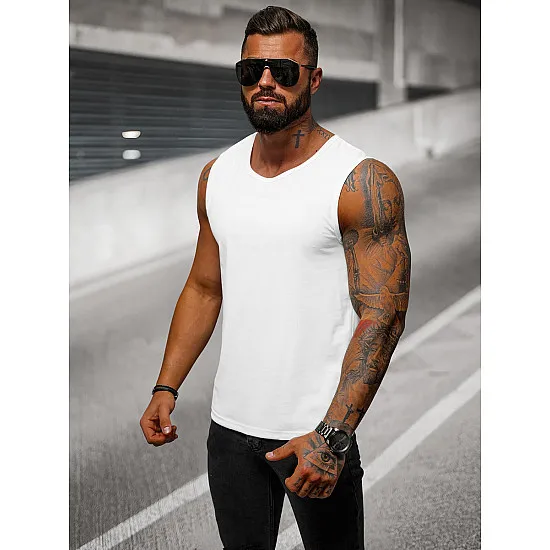 Sleeveless white men's t-shirt Look JS/99001