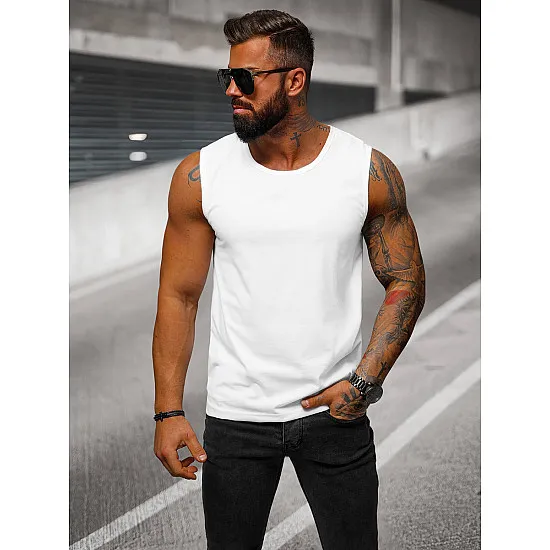 Sleeveless white men's t-shirt Look JS/99001