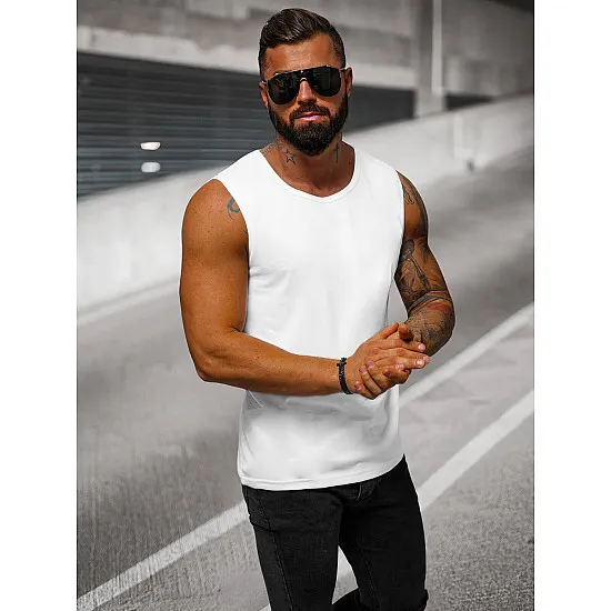 Sleeveless white men's t-shirt Look JS/99001