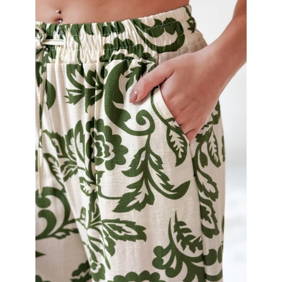 Sieviešu zaļas bikses Ziedu UY2656