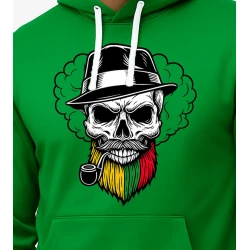 Vīriešu zaļš svīteris ar kapuci Skull Beard-Beard