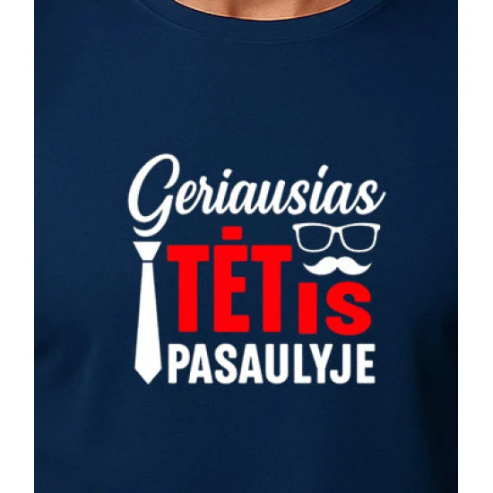 Tumši zils labākais tētis pasaulē T-krekls (balts) PK4007