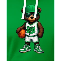 Vīriešu zaļš džemperis ar kapuci zaļš balts Teddy Bear-Ball
