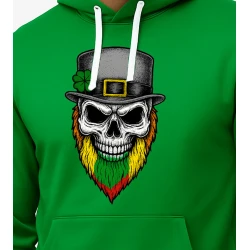 Vīriešu zaļš džemperis ar kapuci Galvaskauss cilindra bārdains