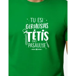 Vīriešu zaļš T-krekls Best Dad (balts)