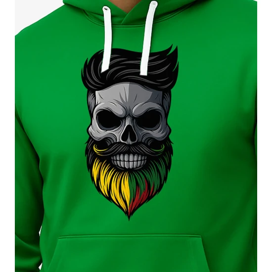 Vīriešu zaļš džemperis ar kapuci Skull PK4011