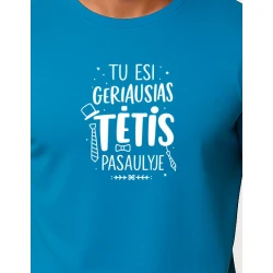 Vīriešu zils T-krekls Best Dad (balts)